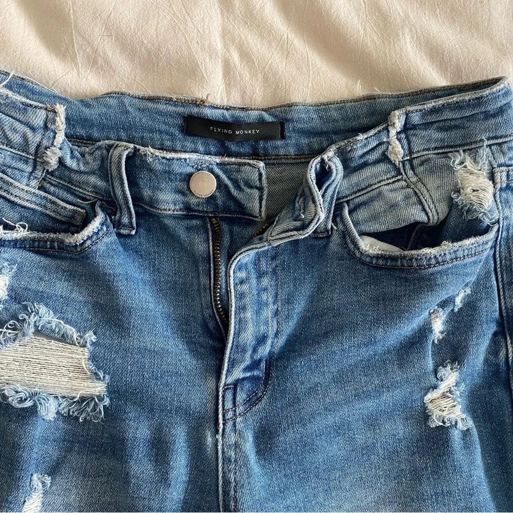 Flying Monkey Light Wash Distressed Flare Jeans - Picture 6 of 9